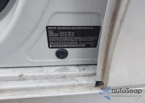 2015 BMW 535I xDrive z USA, uszkodzony, nr VIN WBA5B3C5XFD546098